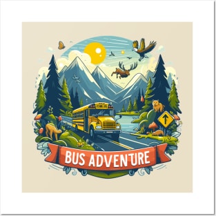 School Bus On A Mountain Road, Bus Adventure Posters and Art